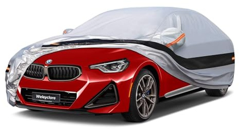 Weleyclore Saloon Car Cover Waterproof Breathable,100% Waterproof Outdoor Car Covers Rain Snow UV Dust Protection.Custom Fit for BMW 2 Series,Mercedes CLA,Lexus IS 250,etc B4