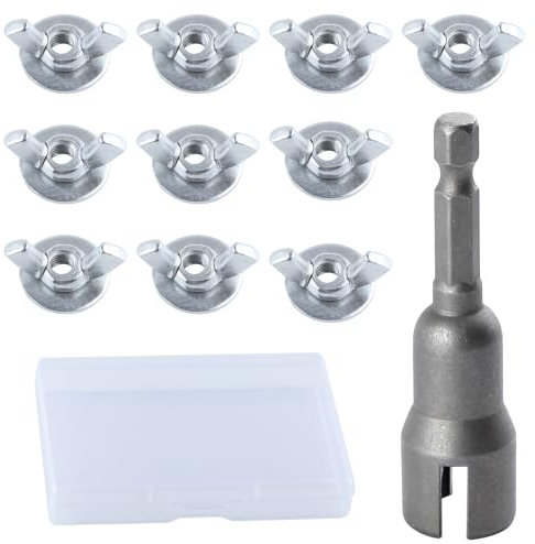 SPEEDWOX 11 Stück 1/4 Zoll – 20 Flügelmuttern, Unterlegscheiben, Hurrikan, Flügel gewaschen, 1/4 – 20 Klappen, Flügelmuttern und Flügelmuttern, gewaschene Flügelmuttern mit Sockel