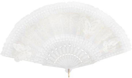 VINTORKY Faltbare Damen-handfächer Aus Spitze Mit Perlen Eleganter Vintage-Fan Für Hochzeiten Partys Und Cosplay-Dekoration Langlebig Und Stilvoll Für Heiße Tage