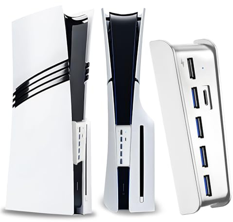 High-Speed 6-Port USB Hub for PS5 Pro & Slim Console - Type-C 3.0 Hub Charger Splitter Adapter With 4 USB 2.0 Ports and Charging Interface