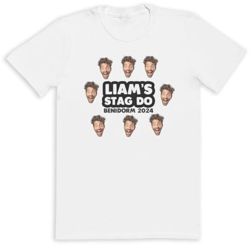 The Gift Project Personalised Multiple Photo Face - Stag Do T-Shirt - Matching Fun Stag Do Top - Stag Party
