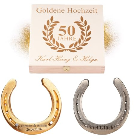 Glückshufeisen Goldene Hochzeit, Gravur '50 Jahre', personalisiert
