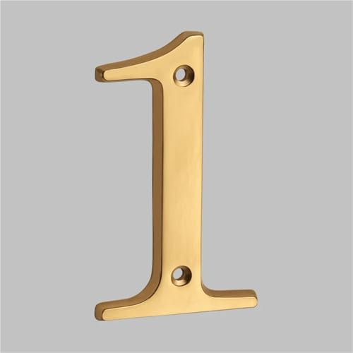 4 inch Modern Metal House Numbers with Screws Golden Brass Door Number 3D Address Numbers Mailbox Address Sign for Outside House Apartment Yard Post Street Garden(1)