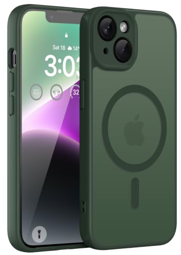 ORDA für iPhone 14 Hülle, Kompatibel mit MagSafe, Grün | Vollständiger Kameraschutz, Stoßfest Kratzfest Haltbarkeit, Transluzente Rückseite, Matt Magnetische Handyhülle