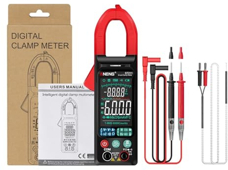KMGUZRRWD ST211 6000 Compteurs Pince Multimètre Numérique AC Tension Courant Testeur Voiture Amp Hz NCV Ohm Grand Écran Couleur Test(Red)