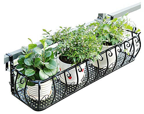 Fioriera decorativa in ferro battuto – Elegante scaffale per piante da appendere per balcone, perfetto per interni ed esterni