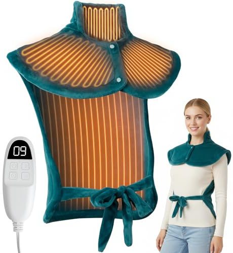 Olycism Heat Pad for Back Pain Relief 60 * 85Cm - 18 Settings - Auto Power-Off - Overheat Protection - Suitable for Men and Women - Heated Neck & Back Warmer for Pain Green