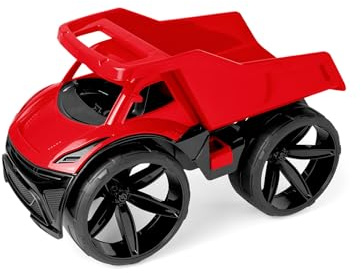 Wader Maximus Kipplaster rot – Großer LKW Muldenkipper 59 cm, Sandkasten Baustellenfahrzeug, kippbare Mulde, robuster Lastwagen ab 1 Jahr