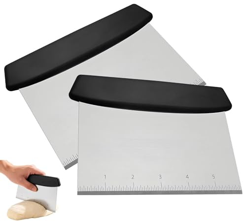 2 PCS Pasta Scraper, Dough Scraper, Pastry Cutter with Handle and Measuring Scale, Bench Scrapers Kitchen, for Kitchen Counters, Dough Dividing