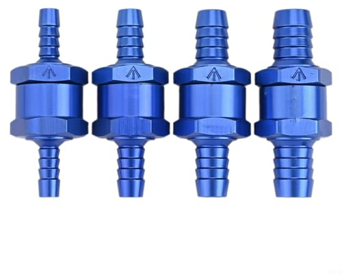 Juego de 4 válvulas de retención de combustible sin retorno para línea de combustible de agua y gasolina, válvula unidireccional de 1 vía para sistemas de carburador de baja presión, 6 mm, 8 mm (azul)