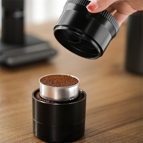 ZYNCUE Distributore di caffè per moka, altezza regolabile, dosatore a imbuto, strumento livellatore per estrazione uniforme, struttura ABS, compatibile con 68 mm, nero