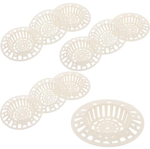 GALPADA Lot de 10 Passoires D’Évier Rondes en Plastique Filtre à Mailles Fines Cuisine et Salle de Bain Récupérateur de Déchets et Cheveux Panier de Vidange Grille de Siphon Pratique