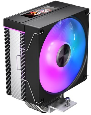 Jungle Leopard K400 LCD Digital ARGB CPU Cooler,Digital Screen Top Cover,4 Heatpipes Computer CPU Cooler,for AM4/AM5,Intel LGA1700/1851/1150/1151/1200 (BK)
