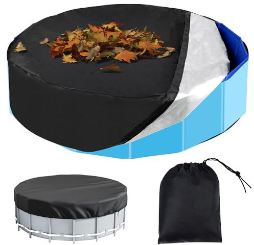 Nzkeuf Poolabdeckung Rund 122 x 30cm, Abdeckung für Hundepool Oxford Tuch mit Kordelzug, Faltbarer UV Beständiges, Staubschutz und Wasserdicht, Schwimmbadabdeckung für Hund und Kinderpool