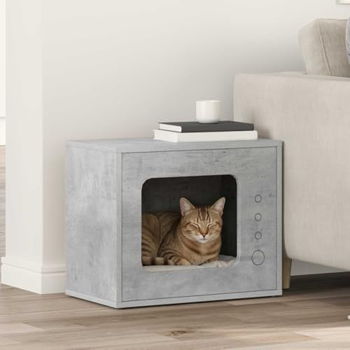 Moderna casetta per gatti in legno 51 x 30 x 42 cm, elegante mobile con struttura stabile per interni, rifugio e superficie antigraffio, inclusa