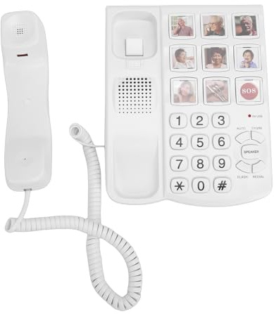 Dpofirs Big Keys-Telefon, 9 Fast Telefon med Snabbval, med Justerbar Volym och SOS-knapp, för Synskadade och äldre Personer