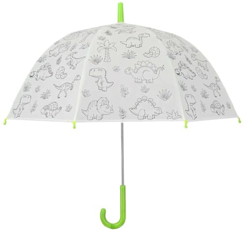 Esschert Design Regenschirm für Kinder mit Dinosaurier PiY zum Ausmalen
