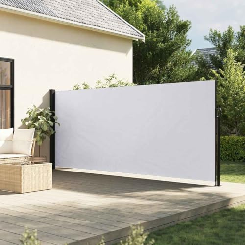 Festnight Auvent latéral rétractable Paravent extérieur Auvent Rétractable Brise Vue Rétractable pour Jardin, Balcon, terrasse-Blanc-180 x 300 cm