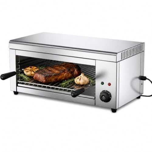 Lätt att Rengöra Elektrisk Salamander 2000 W, professionell ostsmältare med 4 nivåer, 50–300°C och väggmontering för toast och pizza