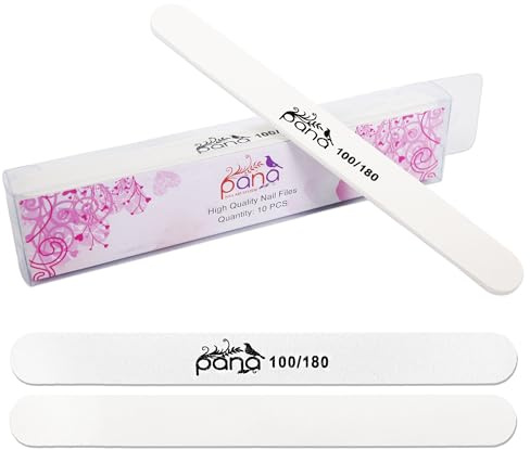 Pana (Grit: 100 x 180, Pack of 10 Pieces) USA Professional White Round Emery Board Nail Files