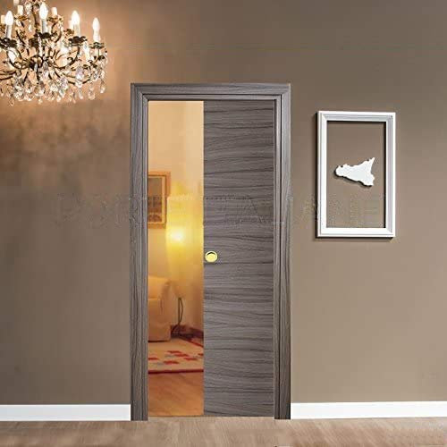 Porta porte scorrevole scomparsa interno muro da 60x210 palissandro tortora con serratura