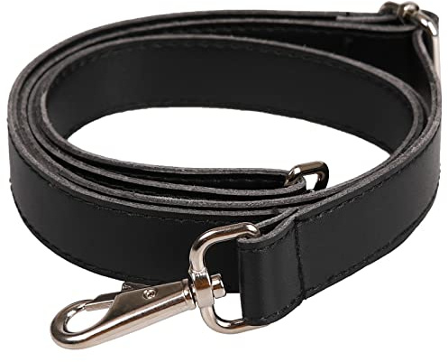 JAKAGO Tracolla universale in pelle con ganci girevoli in metallo argentato,regolabile,accessorio per borsa a tracolla,valigetta,borsa a secchiello,per il fai da te 150cm Nero