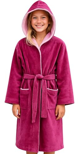 Morgenstern Bademantel mit Kapuze Kinder & Teenager Jungen Mädchen 100% Baumwolle Frottee OEKO-TEX® Kinderbademantel Morgenmantel