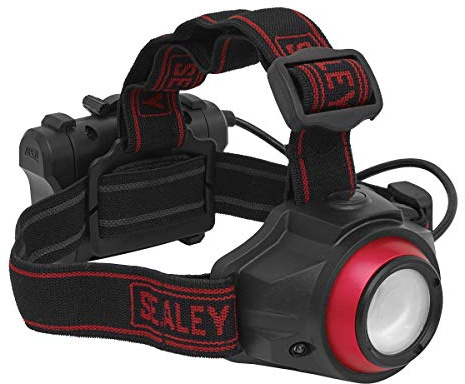 Sealey HT111R 5W COB LED Linterna de cabeza recargable con sensor automático, rojo