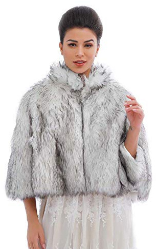 Ushiny - Chal de piel sintética para bodas invernales, estola y bufanda de pelo para mujeres y niñas