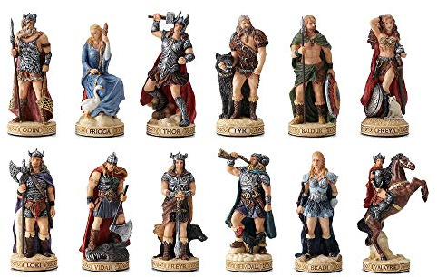 Veronese Design Skulptur Nordische Götter, Wikinger, Polyresin, handbemalt, 8,9 cm