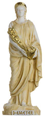 Demeter Statue Göttin der Ernte und Landwirtschaft, Alabaster, goldfarben, 17 cm
