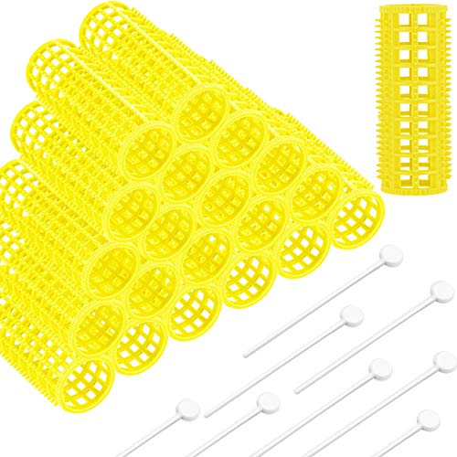 WILLBOND 24 Pcs Brush Hair Roller with Pins Plastic Mesh Hair Roller Self Grip Curler Clip for Women Long Medium Short Thick Thin Bang Barber Hairdressing Tool Home DIY Styling Salon Hairstyle Supply