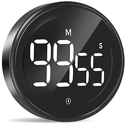 LIORQUE Digital Kitchen Timer, Magnetic Countdown Countup Timer with Large LED Display, 2 Brightness Levels, 3 Volume Levels, Productivity Timers for Classroom Cooking Fitness