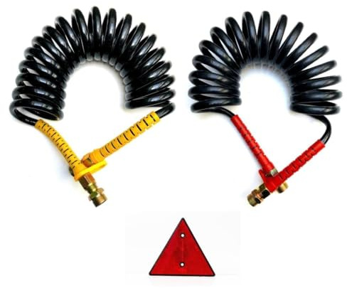 MelTruck® 2x Luftwendel Luftschlauch Druckluftschlauf Spiralschlauch 2x M16 4,5m mit Dreieck