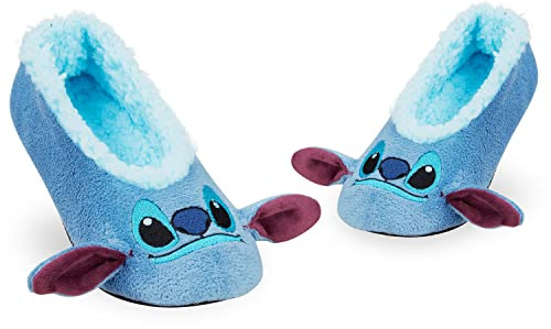 Disney Calze Pantofole Divertenti, Ciabatte Donna Invernali da Casa, Pantofole Ballerine Donna, Calzini Stitch Minnie Mickey (Blu Stitch, 38-41)