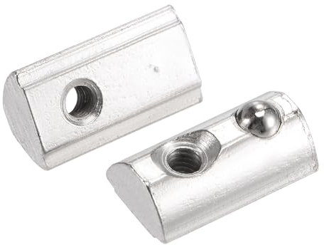 sourcing map 20Stk.M4 T Nutensteine Roll-in Spring Nutensteine mit Kugel Kohlenstoffstahl für 3030 Serie Alu Strangpressprofilschiene mit 8mm Slot