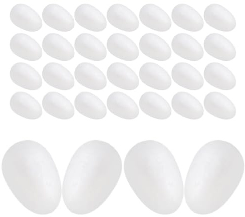 SOIMISS 50 Stück Styroporkugeln, Styropor-Eier zum Bemalen, 3 cm Polystyrol-Ball weiß für zum Befüllen, Kunststoffeier, Styroporeier, Ostereier, DIY zum Bekleben und Bemalen