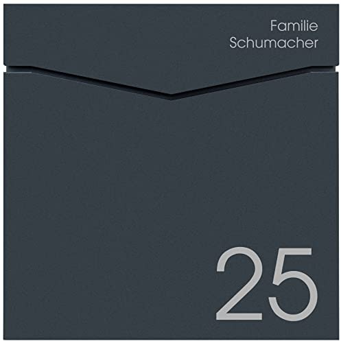 Wandbriefkasten MOCAVI Box 710 NF71b Briefkasten anthrazit mit Zeitungsfach inkl. Name und großer Hausnummer, Postkasten mit Zeitungsrolle, wetterfest, rostfrei