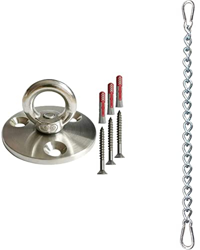 KLIFFHÄNGER Deckenhaken für Hängesessel (Deckenhaken) & Verlängerungskette für Hängesessel, Hängestuhl und Hängematte mit Zwei Karabiner | Verschiedene Längen (Kette 50 cm)