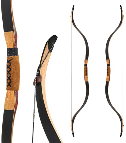 Deerseeker Archery 52 Recurve Bow Traditional Handmade Longbow Ambidextrous Horsebow Set for Adults & Youth Practice Target Shooting (Horsebow Pro 70lbs)