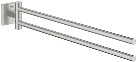GROHE Start Cube - Handtuchhalter (2-armig schwenkbar, verdeckte Befestigung, verschraubbar), supersteel, 40976DC0