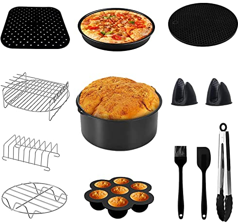 Accesorios Freidora Sin Aceite 5.5L, Yidaxing Accesorios Freidora de Aire 5,5L litro XXL Utensilios Molde Air Fryer Accessories para Soporte de acero inoxidable, Rejilla multiusos, Molde de huevos