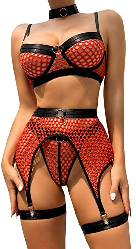 SKFLABOOF Clubwear Frauen Sexy Halterlose Strümpfe Damen Sexy Swingerclub Outfit Damen Sexy Unterwäsche Set Frauen Body Schwarz Baumwolle Tanga Damen Unterhosen Damen Weiß Nahtlose Unterhosen Damen