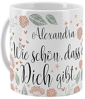 Herz & Heim® Personalisierte Tasse mit Namen/Kleinigkeit Geburtstag Wie schön dass es dich gibt