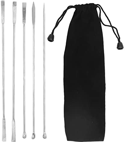 Juego de 5 Cucharas de Laboratorio de Acero Inoxidable de Doble Cabeza, Mini Cuchara Medicinal a Prueba de Herrumbre para Experimentos, Espátula de Laboratorio, Juego de