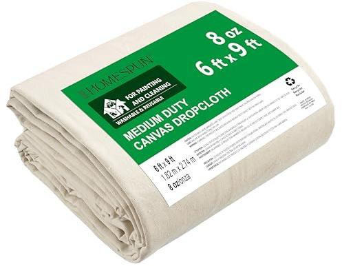 Homespun Tela de lona – Lona de lona, cortinas de tela de lona, paño de caída para pintura, protección de suelos y muebles, paño de caída para pintores, paño de caída de pintura (hoja de lona de 6 x