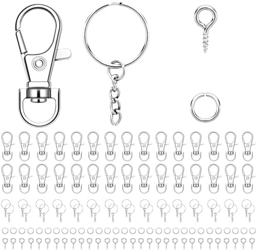 moinkerin Schlüsselring Kleine 120 Stücke Schlüsselanhänger Karabiner mit Kunststoffgehäuse für DIY-Basteleien, Kunstharz und Schmuckherstellung