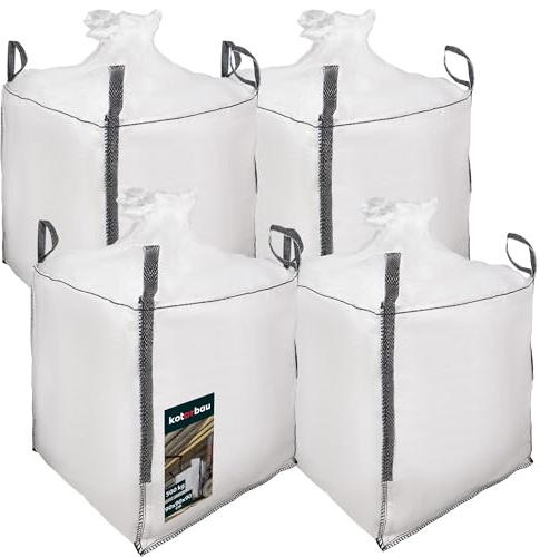 KOTARBAU® 4 St Big Bag Säcke 90x90x90cm Gartenabfallsack Stabil mit Oberem und Unterrem Trichter 500kg PP Schwerlastsack Gartenabfallsäcke Gartentasche Abfallsäcke Schuttsäcke Bauschuttsäcke Garten Zu