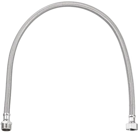 QUARKZMAN 24 Zoll langer Wasserhahn-Zulaufschlauch, G1/2 weibliches Druckminderungs-Gewinde x G1/2 männlicher Anschluss gerades Gewinde, 304 Edelstahl-Wasserzulaufschlauch
