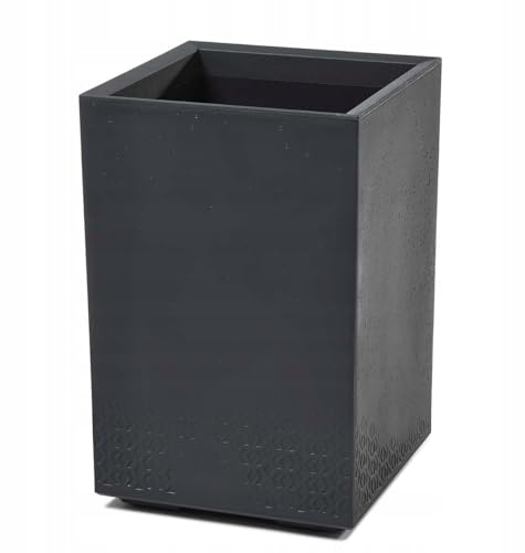 HowHomely Blumentopf Grau 59 x 40 x 40 cm Pflanzkübel Groß Außen - Pflanzkasten auf Rollen mit Abflussstopfen - Pflanzkübel Rechteckig Betonoptik für Garten und Terrasse